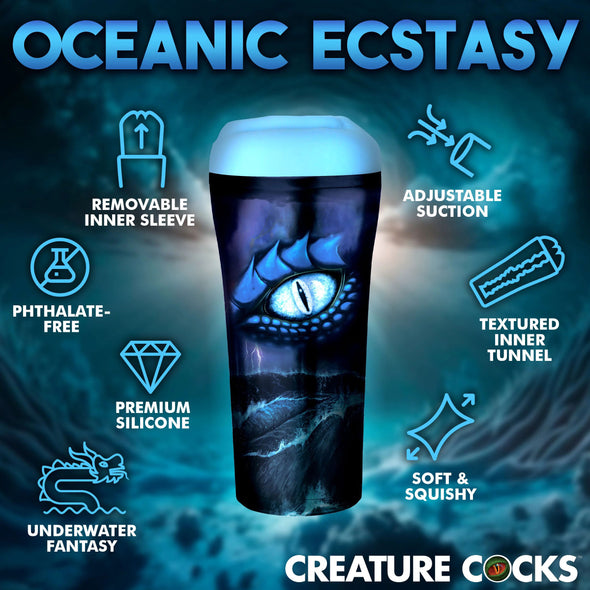 Pussidon Sea Monster Stroker - Blue-Masturbation Aids for Males-XR Brands Creature Cocks-Andy's Adult World