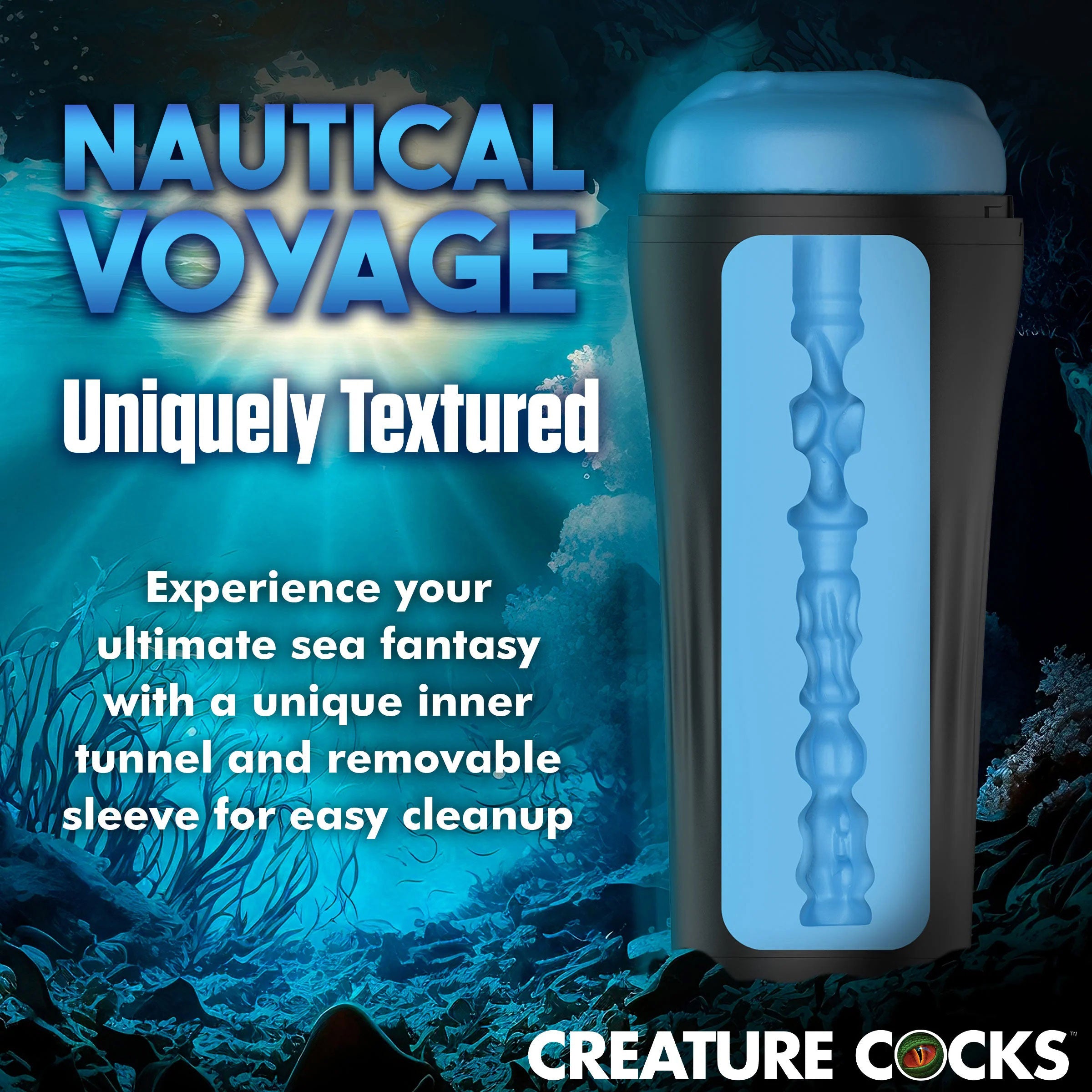 Pussidon Sea Monster Stroker - Blue-Masturbation Aids for Males-XR Brands Creature Cocks-Andy's Adult World