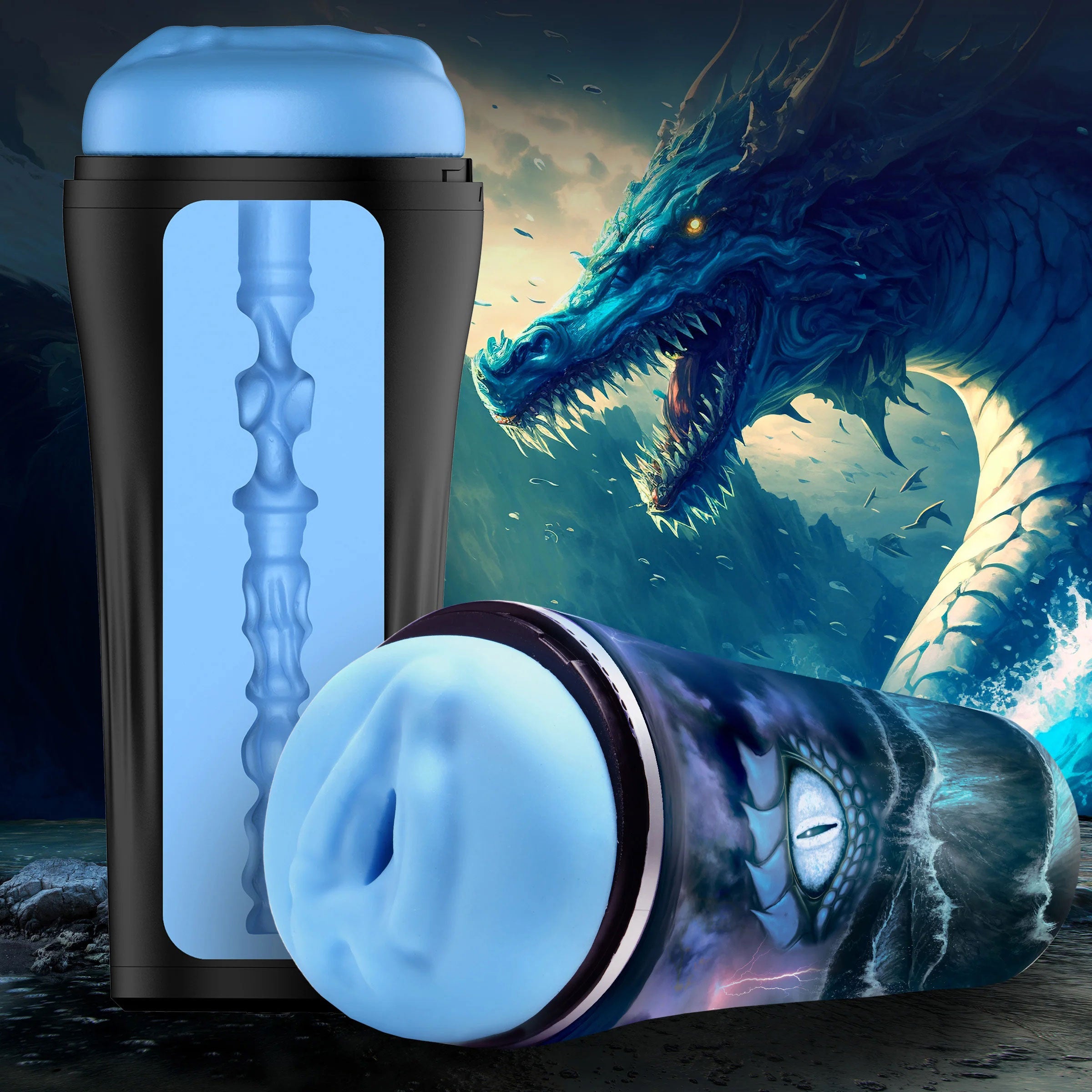 Pussidon Sea Monster Stroker - Blue-Masturbation Aids for Males-XR Brands Creature Cocks-Andy's Adult World