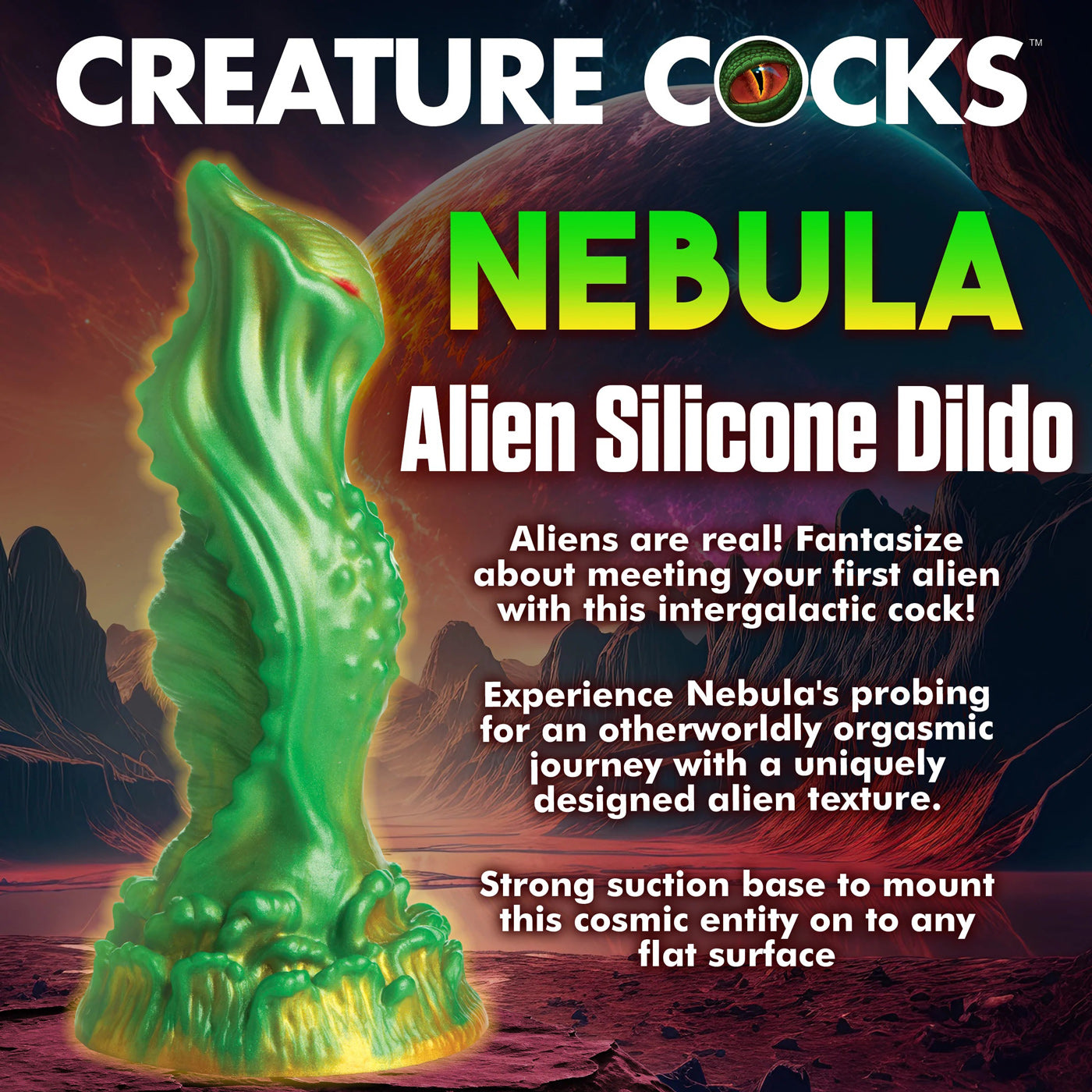 Nebula Alien Silicone Dildo - Green-Dildos & Dongs-XR Brands Creature Cocks-Andy's Adult World