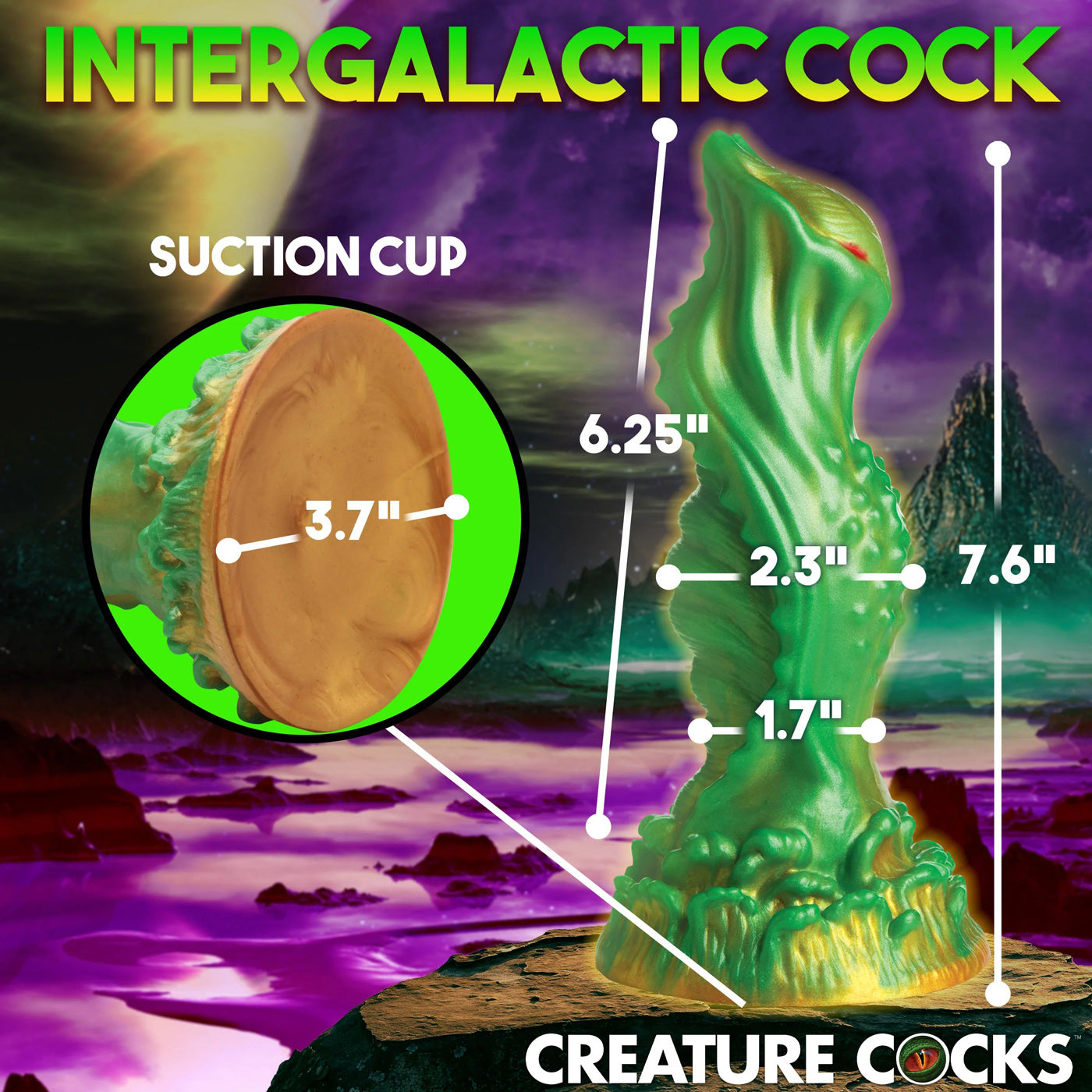 Nebula Alien Silicone Dildo - Green-Dildos & Dongs-XR Brands Creature Cocks-Andy's Adult World