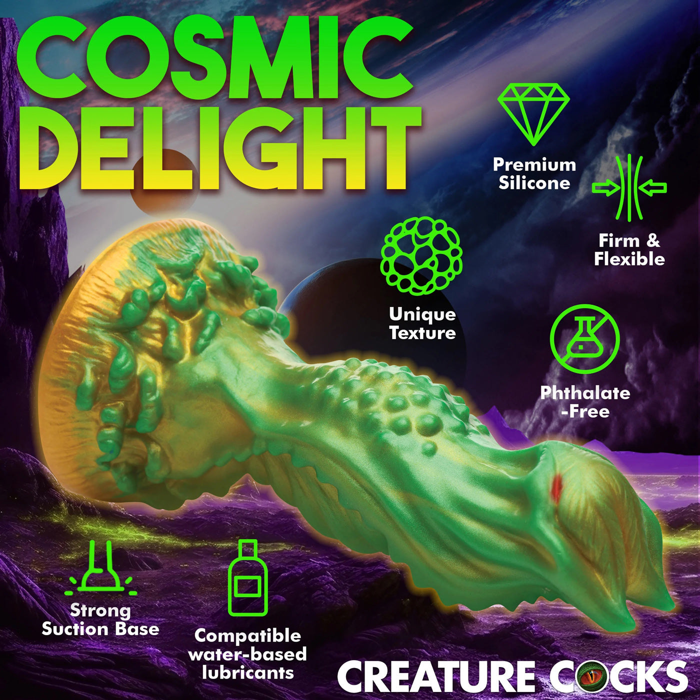 Nebula Alien Silicone Dildo - Green-Dildos & Dongs-XR Brands Creature Cocks-Andy's Adult World