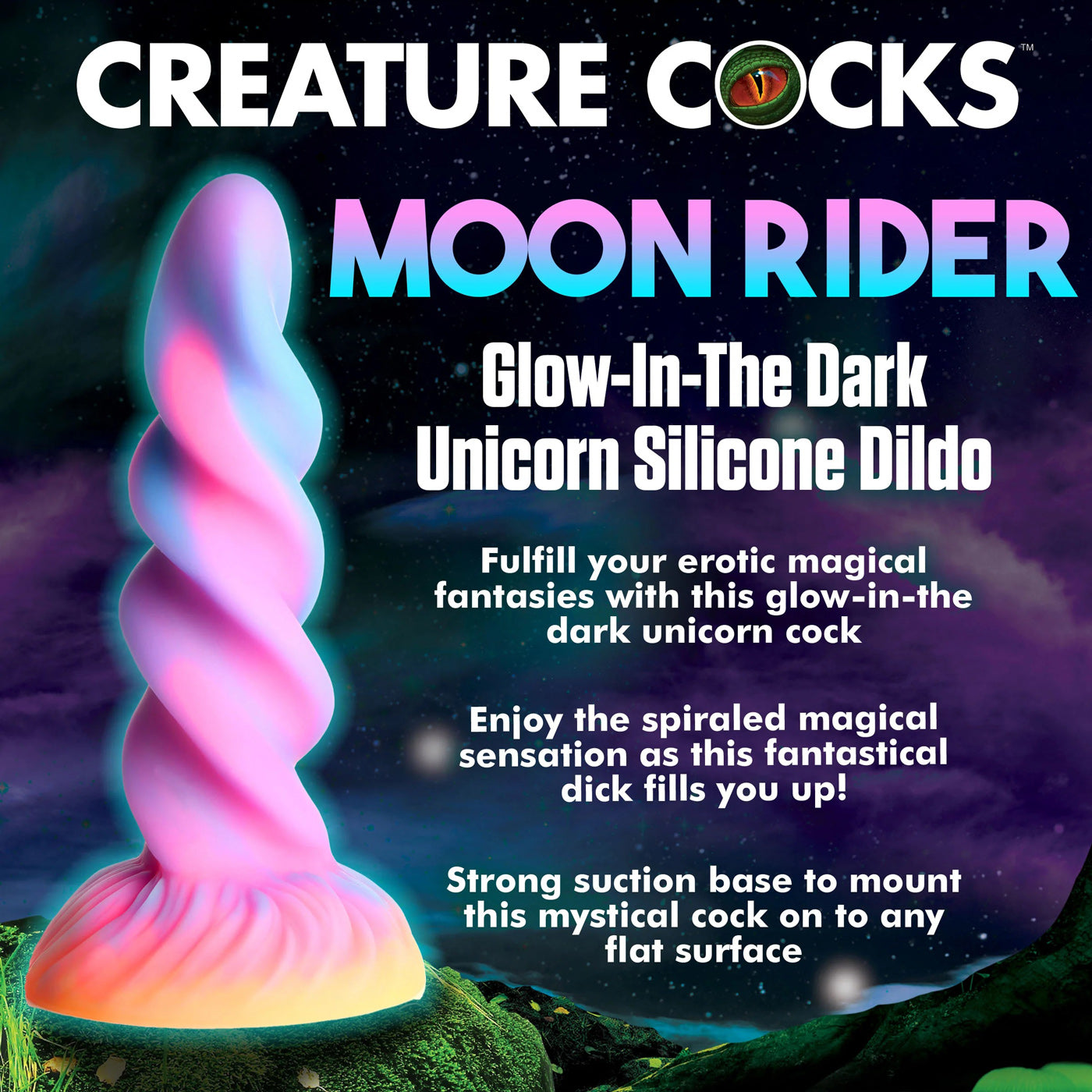 Moon Rider Glow-in-the-Dark Unicorn Dildo-Dildos & Dongs-XR Brands Creature Cocks-Andy's Adult World