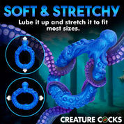 Poseidon's Octo-Ring Silicone Cock Ring - Blue-Cockrings-XR Brands Creature Cocks-Andy's Adult World