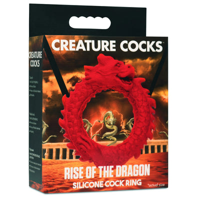 Rise of the Dragon Silicone Cock Ring - Red-Cockrings-XR Brands Creature Cocks-Andy's Adult World