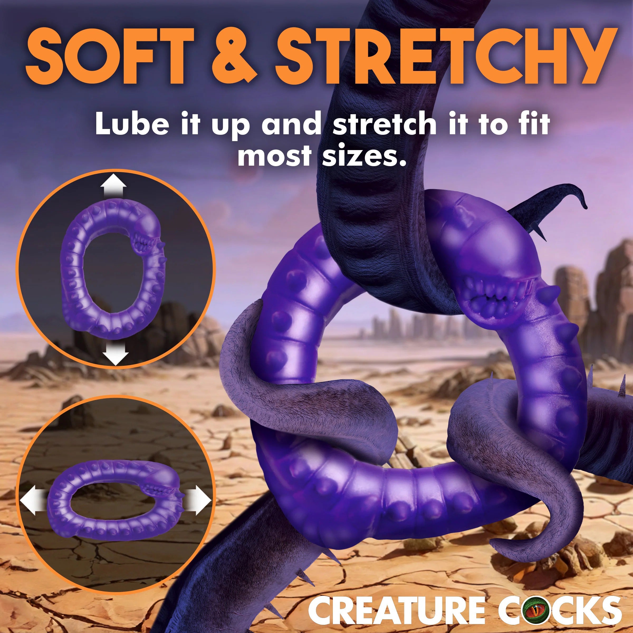 Slitherine Silicone Cock Ring - Purple-Cockrings-XR Brands Creature Cocks-Andy's Adult World