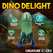 Jurassic Cock Dinosaur Silicone Dildo - Green/blue-Dildos & Dongs-XR Brands Creature Cocks-Andy's Adult World