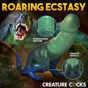 Jurassic Cock Dinosaur Silicone Dildo - Green/blue-Dildos & Dongs-XR Brands Creature Cocks-Andy's Adult World