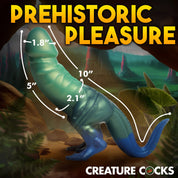 Jurassic Cock Dinosaur Silicone Dildo - Green/blue-Dildos & Dongs-XR Brands Creature Cocks-Andy's Adult World