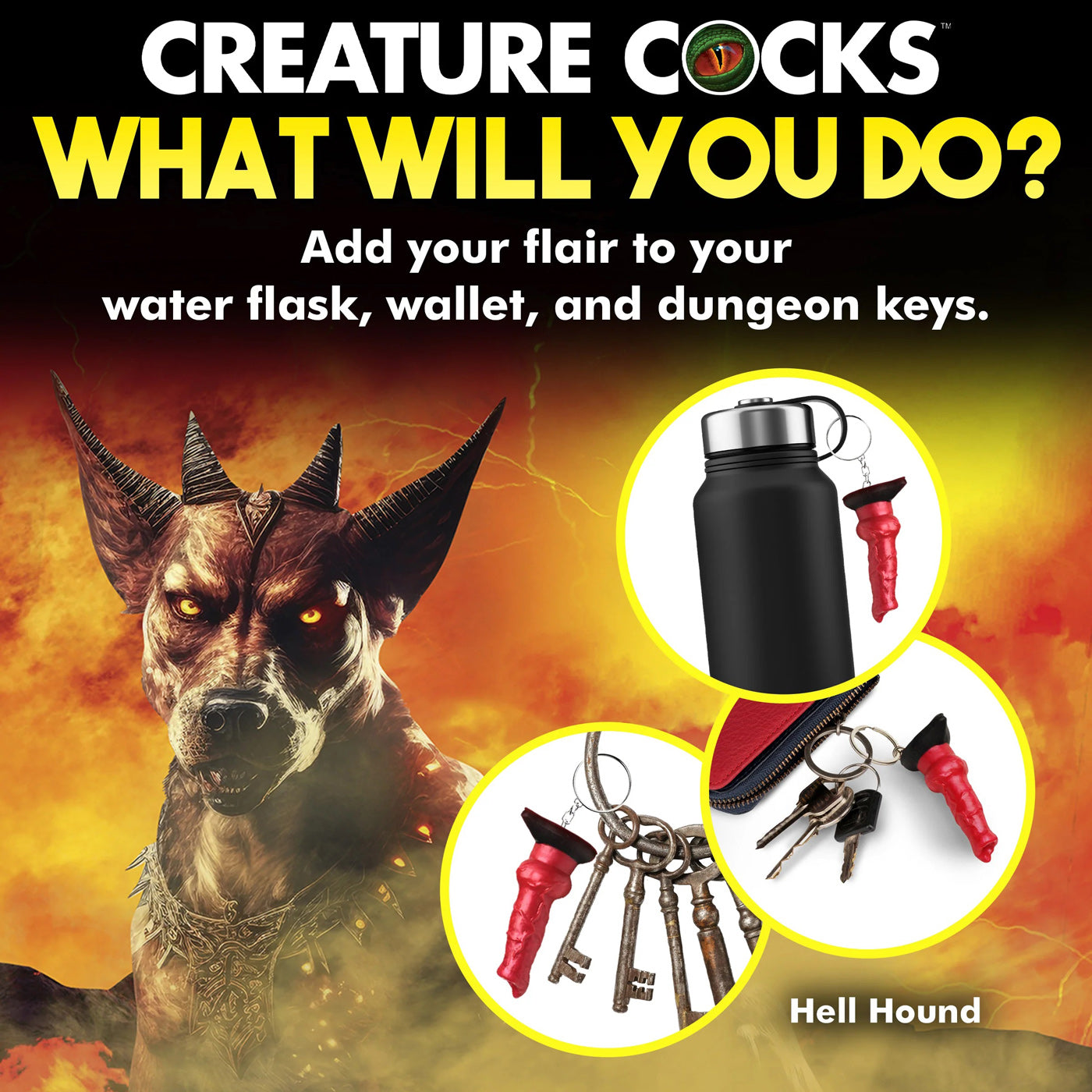 Hell Hound Keychain - Red-Party Supplies-XR Brands Creature Cocks-Andy's Adult World