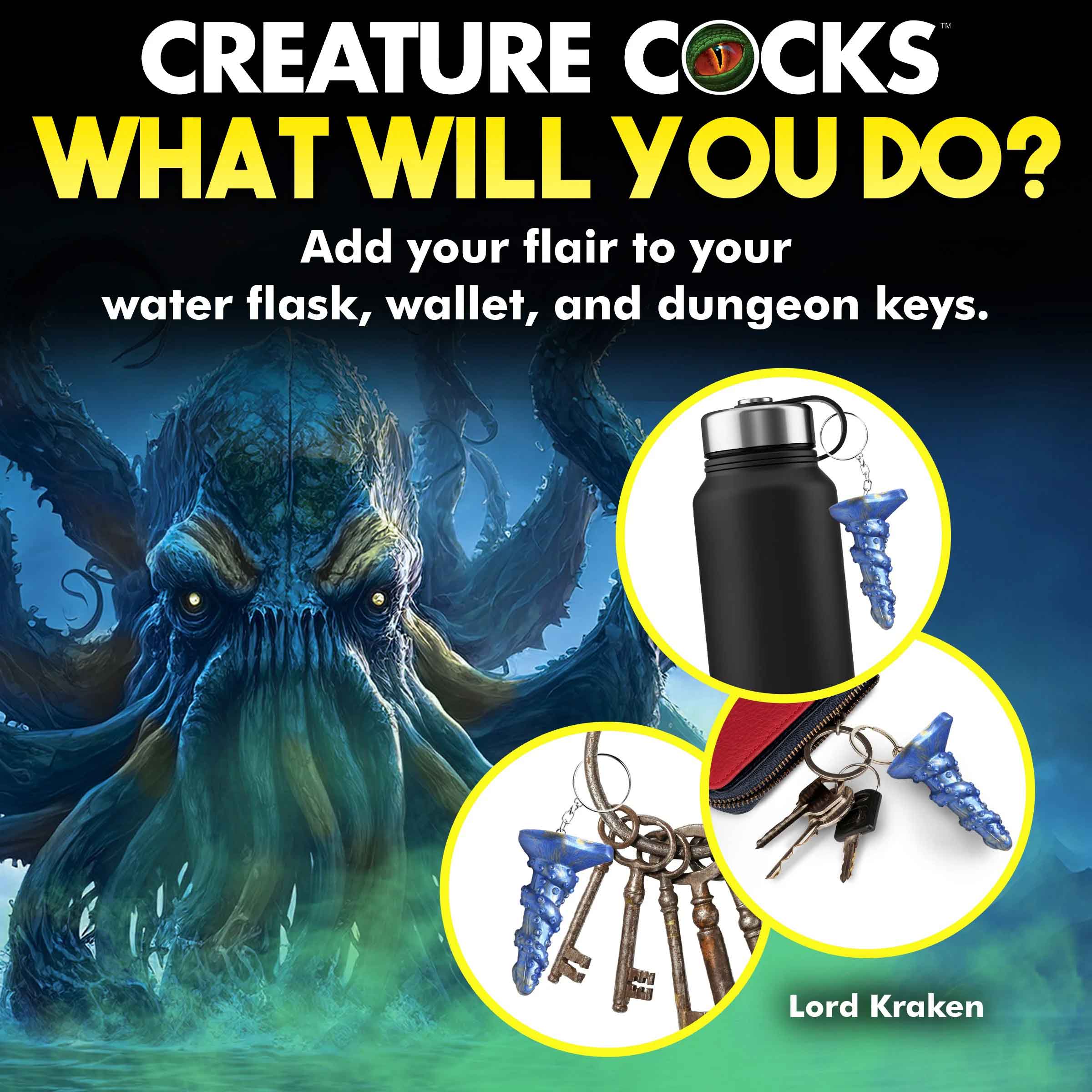 Lord Kraken Keychain - Blue-Party Supplies-XR Brands Creature Cocks-Andy's Adult World