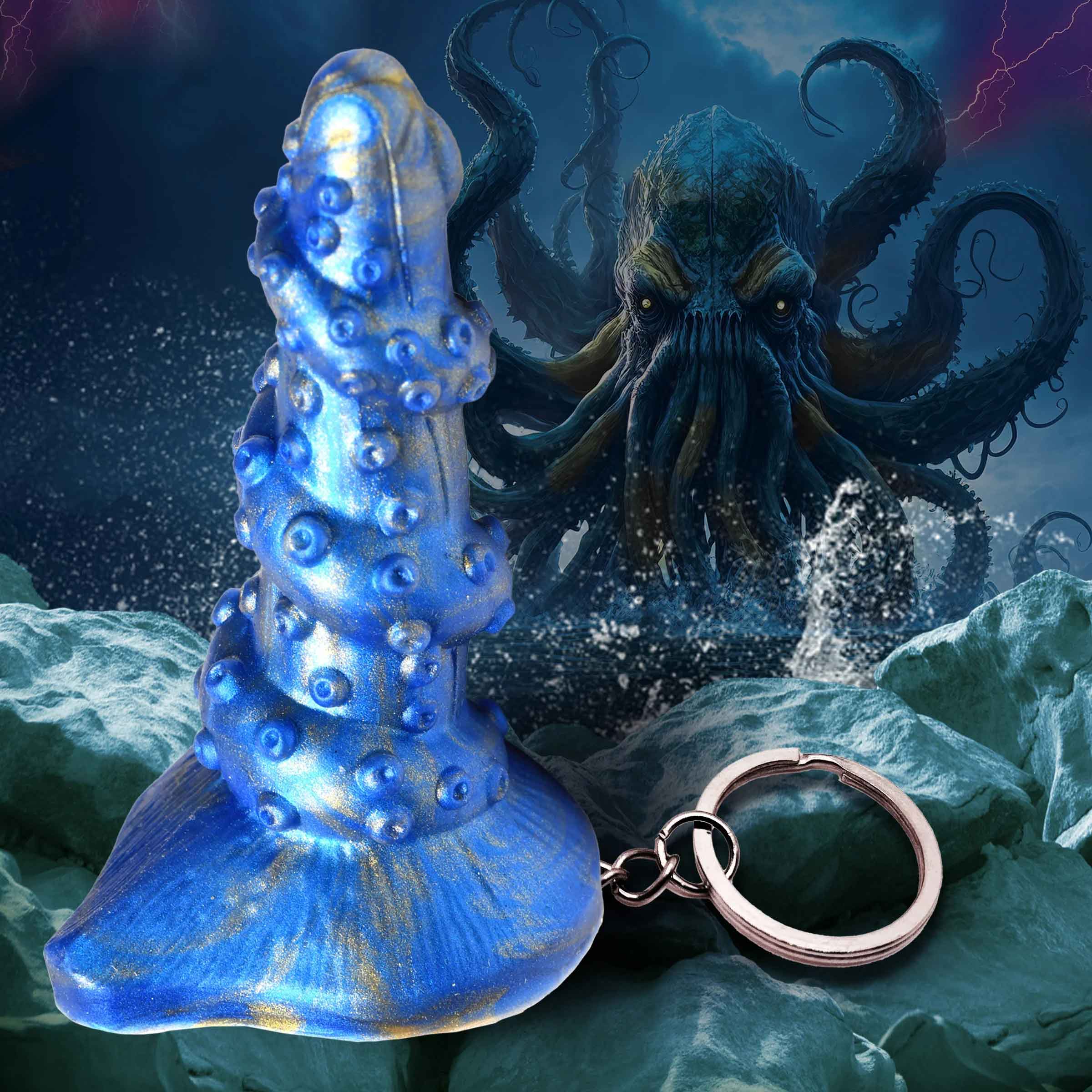 Lord Kraken Keychain - Blue-Party Supplies-XR Brands Creature Cocks-Andy's Adult World