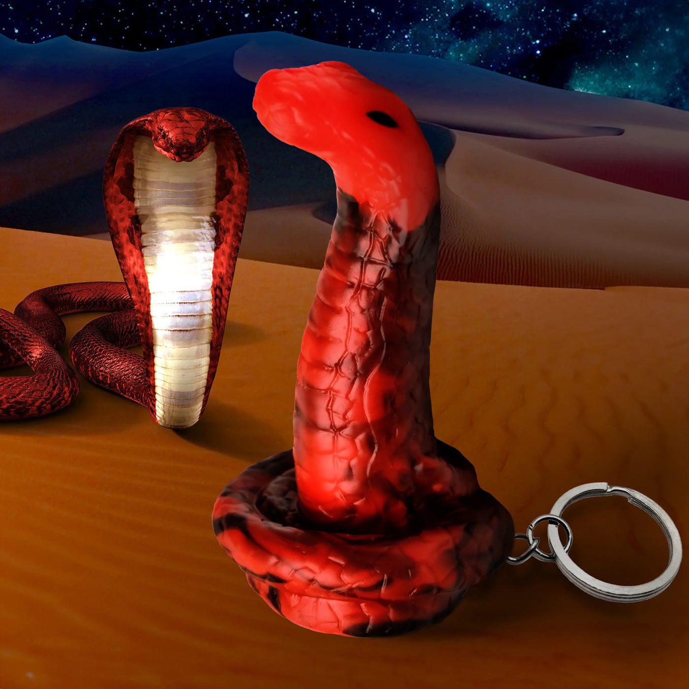 King Cobra Keychain - Red-Gag Gifts & Novelties-XR Brands Creature Cocks-Andy's Adult World