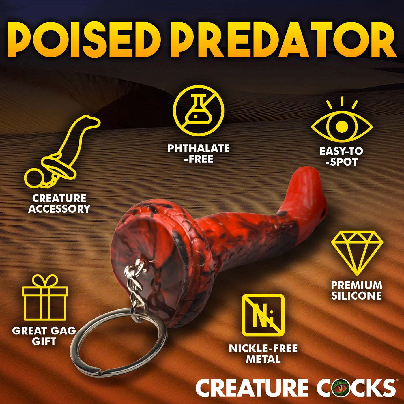 King Cobra Keychain - Red-Gag Gifts & Novelties-XR Brands Creature Cocks-Andy's Adult World