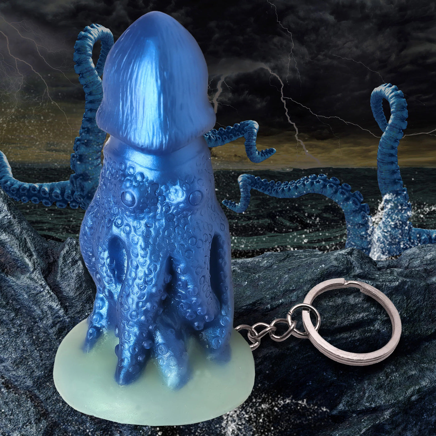 Cocktopus Keychain - Blue-Gag Gifts & Novelties-XR Brands Creature Cocks-Andy's Adult World