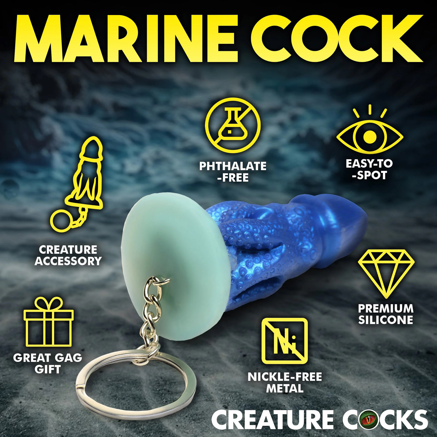 Cocktopus Keychain - Blue-Gag Gifts & Novelties-XR Brands Creature Cocks-Andy's Adult World