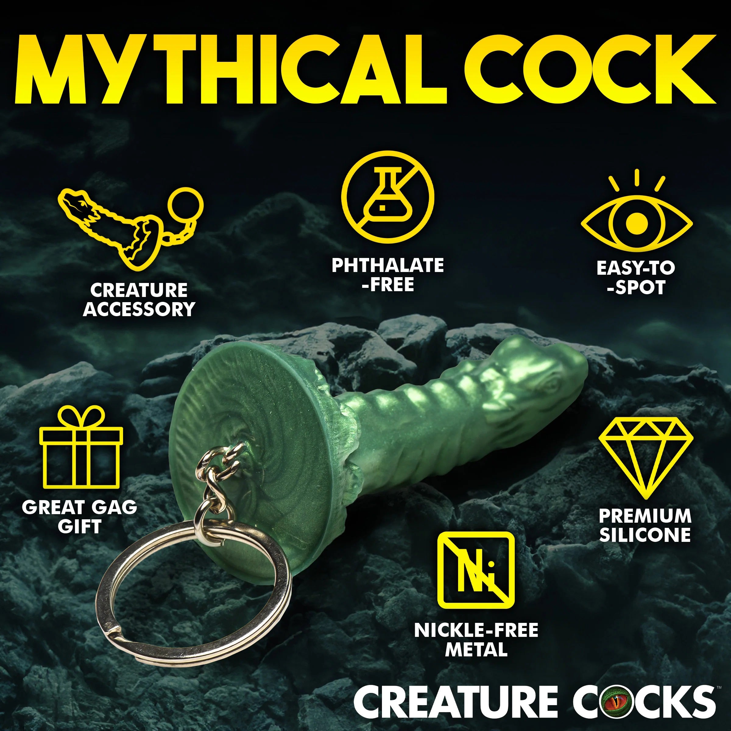 Cockness Monster Keychain - Green-Gag Gifts & Novelties-XR Brands Creature Cocks-Andy's Adult World