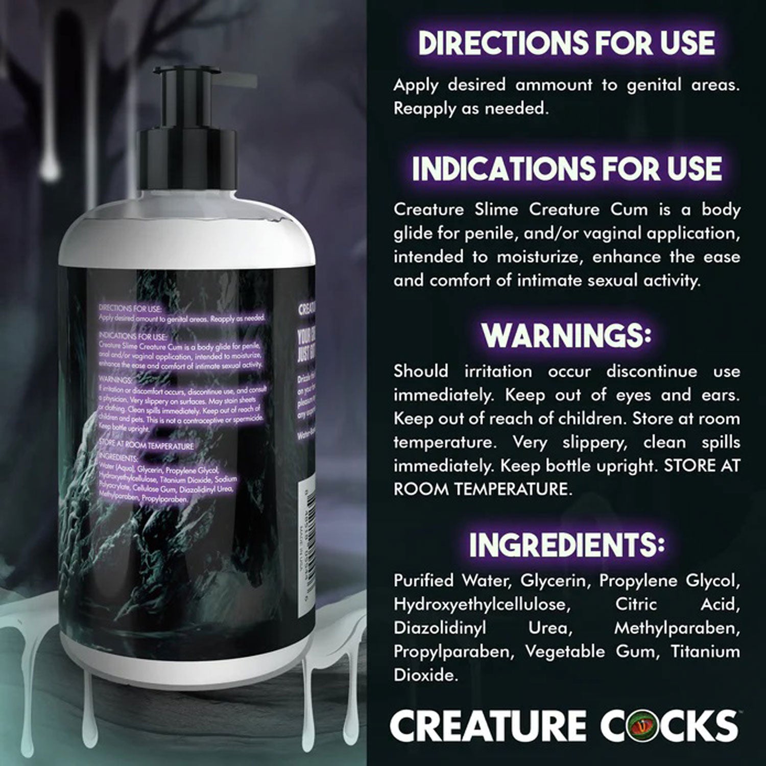 16oz Creature Slime Creature Cum Unscented Jizz - Lubricant - Clear-Lubricants Creams & Glides-XR Brands Creature Cocks-Andy's Adult World