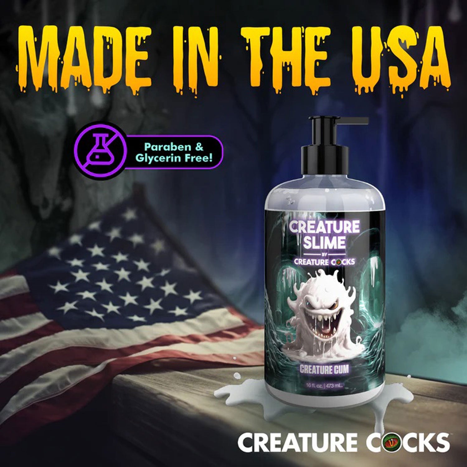 16oz Creature Slime Creature Cum Unscented Jizz - Lubricant - Clear-Lubricants Creams & Glides-XR Brands Creature Cocks-Andy's Adult World