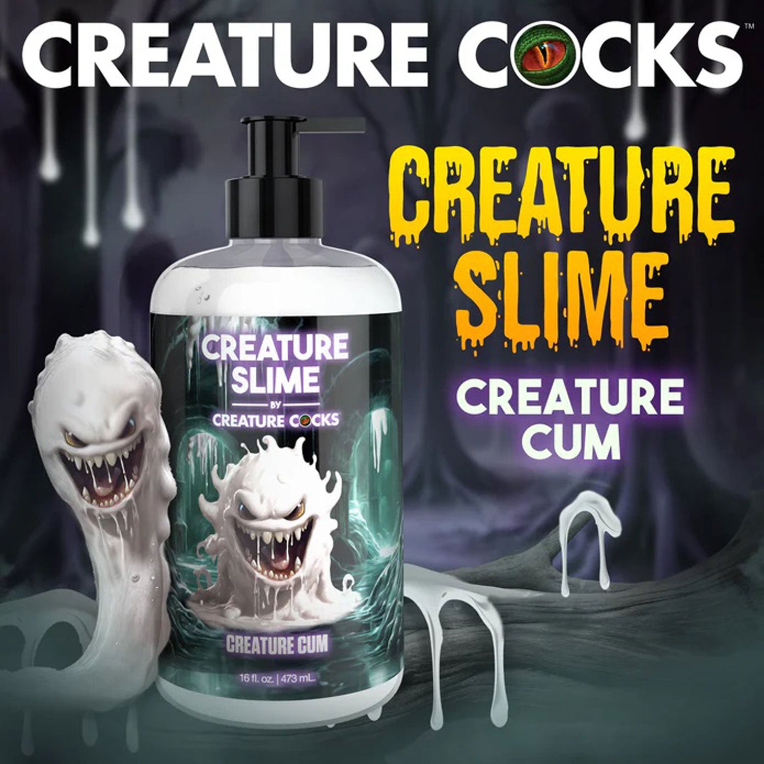 16oz Creature Slime Creature Cum Unscented Jizz - Lubricant - Clear-Lubricants Creams & Glides-XR Brands Creature Cocks-Andy's Adult World