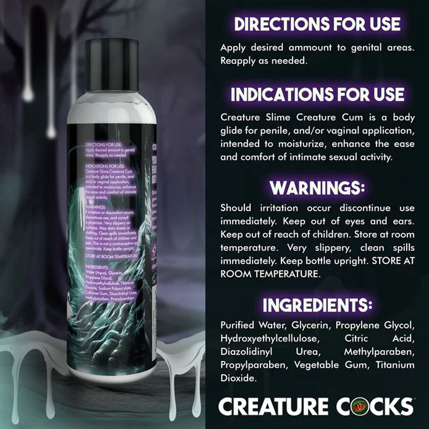 8oz Creature Slime Creature Cum Unscented Jizz - Lubricant - Clear-Lubricants Creams & Glides-XR Brands Creature Cocks-Andy's Adult World