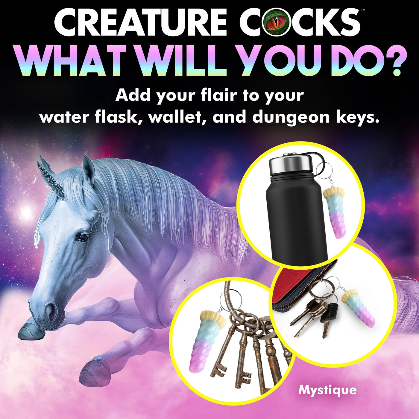 Mystique Unicorn Keychain-Gag Gifts & Novelties-XR Brands Creature Cocks-Andy's Adult World