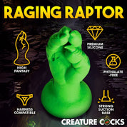 Raptor Claw Fisting Silicone Dildo - Green-Dildos & Dongs-XR Brands Creature Cocks-Andy's Adult World