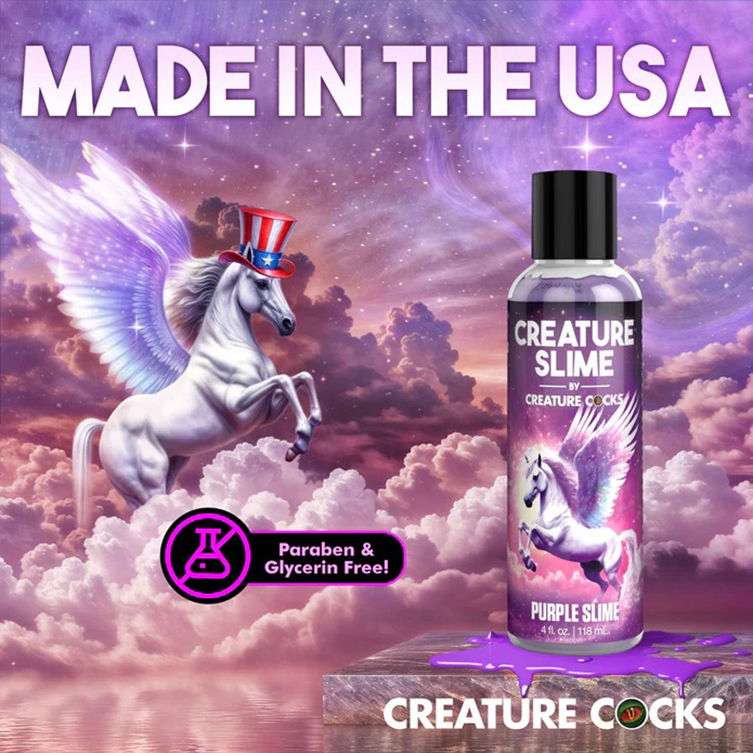 4oz Creature Slime Purple Slime Water-Based - Lubricant-Lubricants Creams & Glides-XR Brands Creature Cocks-Andy's Adult World