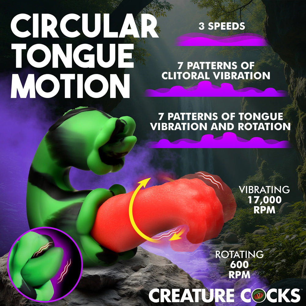 Tongue Lasher Silicone Vibrator - Green-Vibrators-XR Brands Creature Cocks-Andy's Adult World