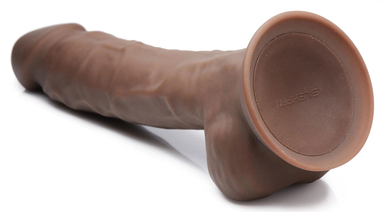 Fleshstixxx 8" Vibrating Silicone Dildo With Balls Brown-Dildos & Dongs-Curve Toys-Andy's Adult World