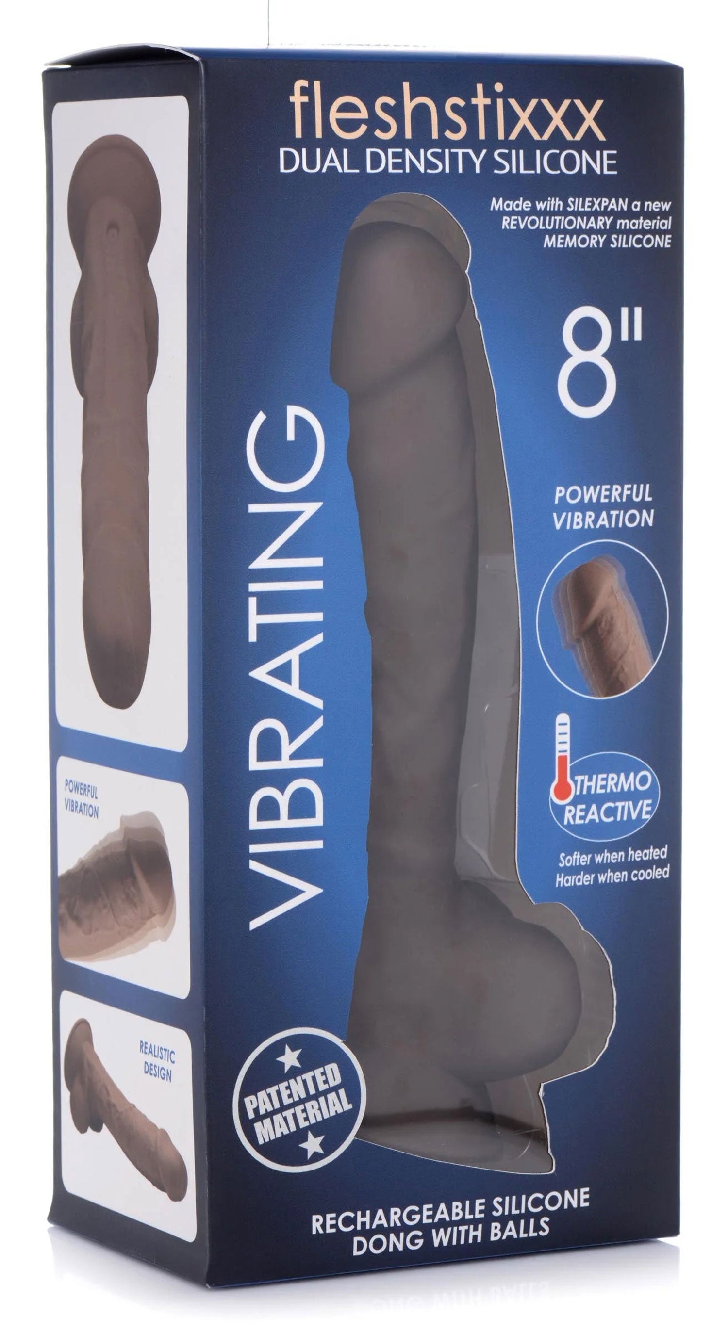 Fleshstixxx 8" Vibrating Silicone Dildo With Balls Brown-Dildos & Dongs-Curve Toys-Andy's Adult World