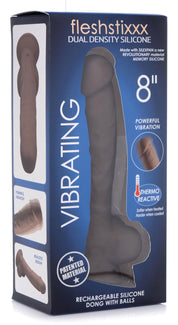 Fleshstixxx 8" Vibrating Silicone Dildo With Balls Brown-Dildos & Dongs-Curve Toys-Andy's Adult World