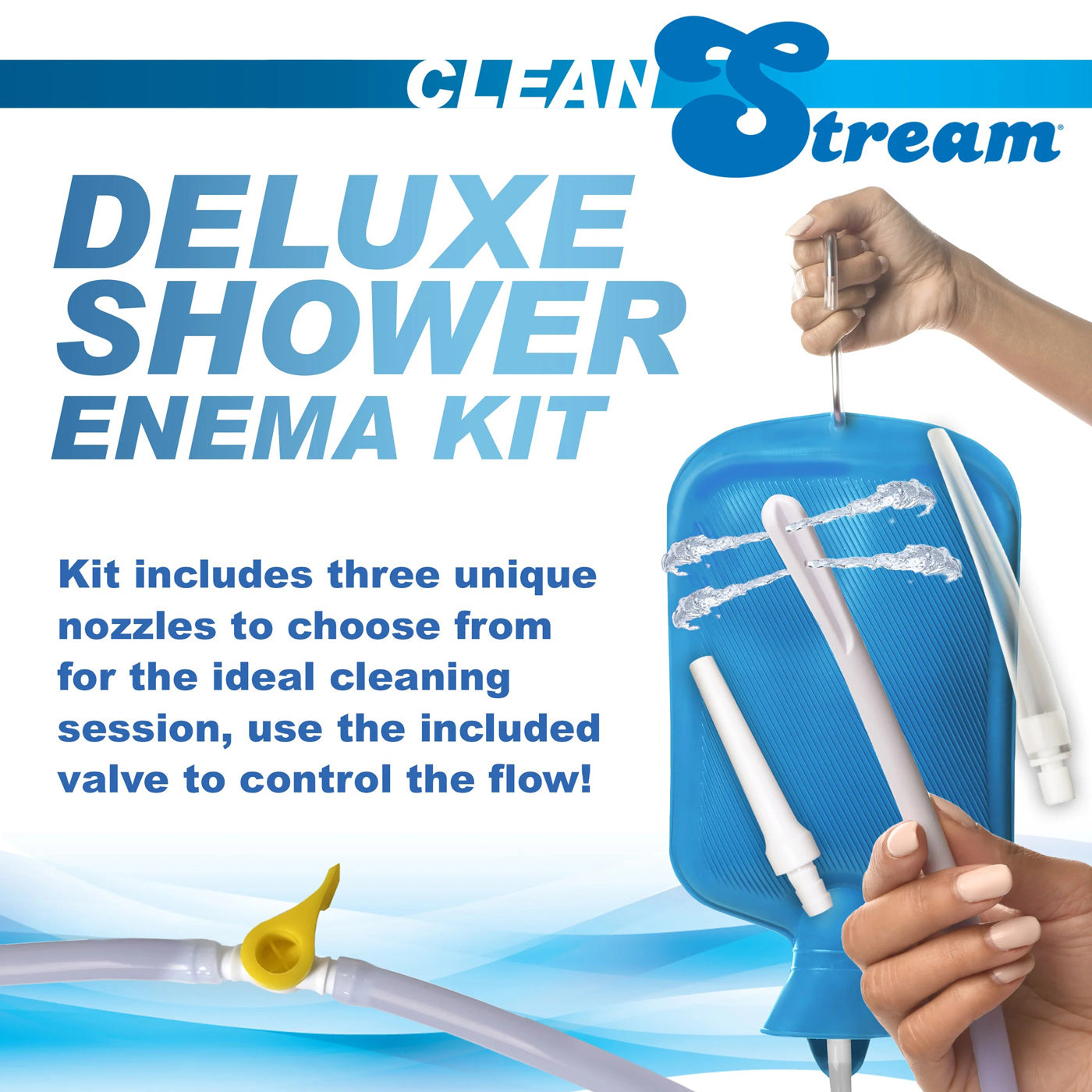 Deluxe Shower Enema Kit - Blue-Anal Toys & Stimulators-XR Brands Clean Stream-Andy's Adult World