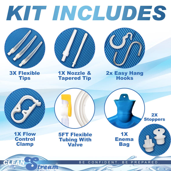Deluxe Shower Enema Kit - Blue-Anal Toys & Stimulators-XR Brands Clean Stream-Andy's Adult World