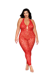 Rhinestone Bodystocking Dmnd - Queen Size - Poinsettia-Lingerie & Sexy Apparel-Dreamgirl-Andy's Adult World