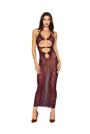 Bodystocking Gown and Shrug Dmnd - One Size - Cherry Lacquer-Lingerie & Sexy Apparel-Dreamgirl-Andy's Adult World