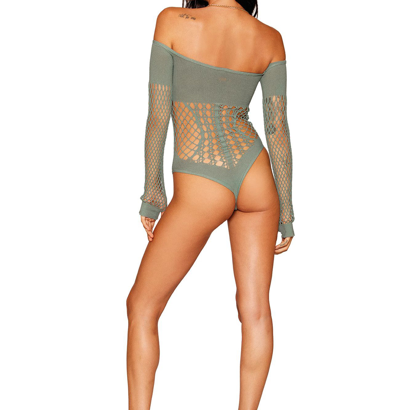 Long Sleeve Teddy - One Size - Sage-Lingerie & Sexy Apparel-Dreamgirl-Andy's Adult World