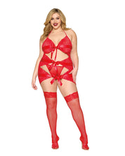 Garter Slip and G-String Dmnd - One Size Queen - Red-Lingerie & Sexy Apparel-Dreamgirl-Andy's Adult World