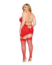 Garter Slip and G-String Dmnd - One Size Queen - Red-Lingerie & Sexy Apparel-Dreamgirl-Andy's Adult World