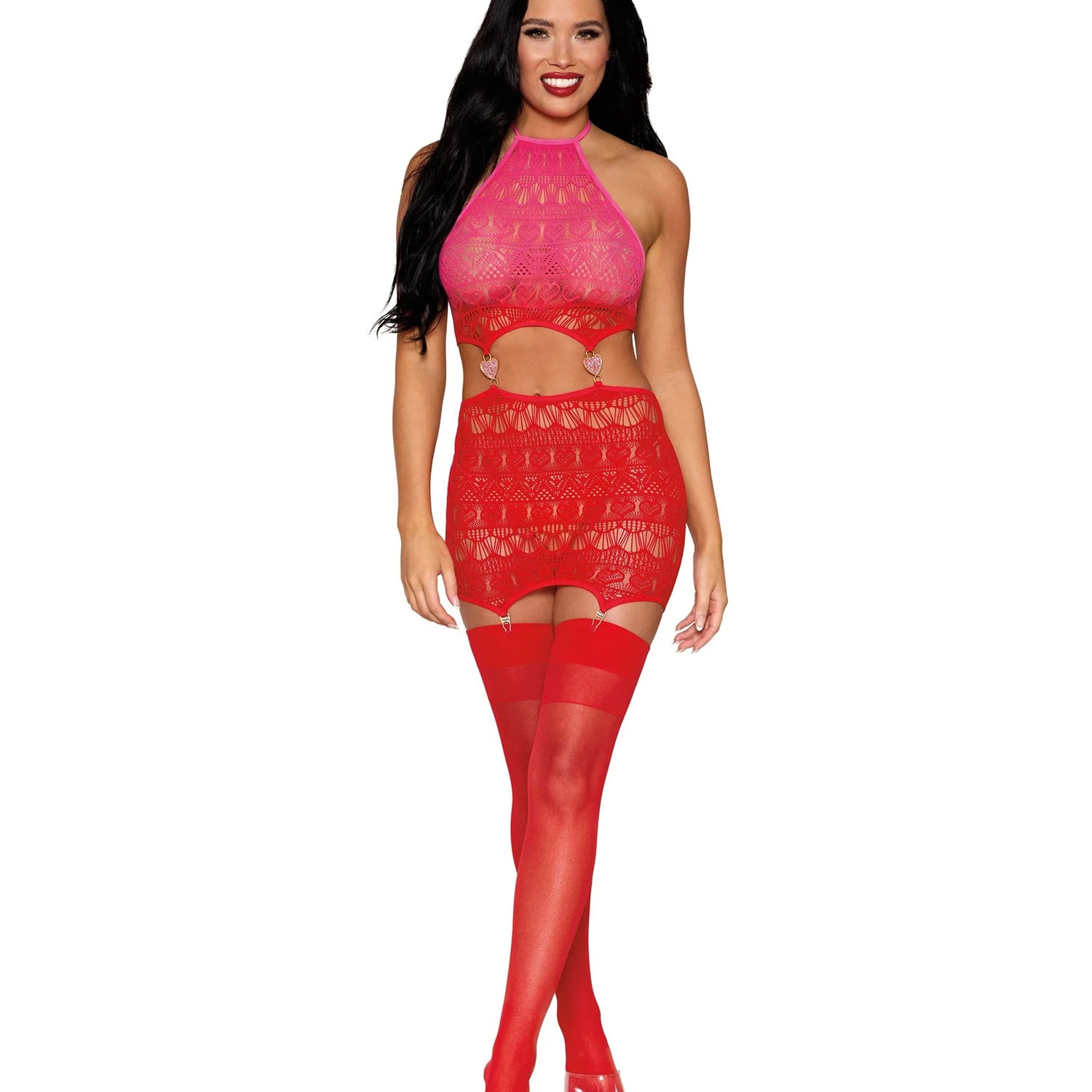 Garter Slip Dmnd - One Size - Red-Lingerie & Sexy Apparel-Dreamgirl-Andy's Adult World