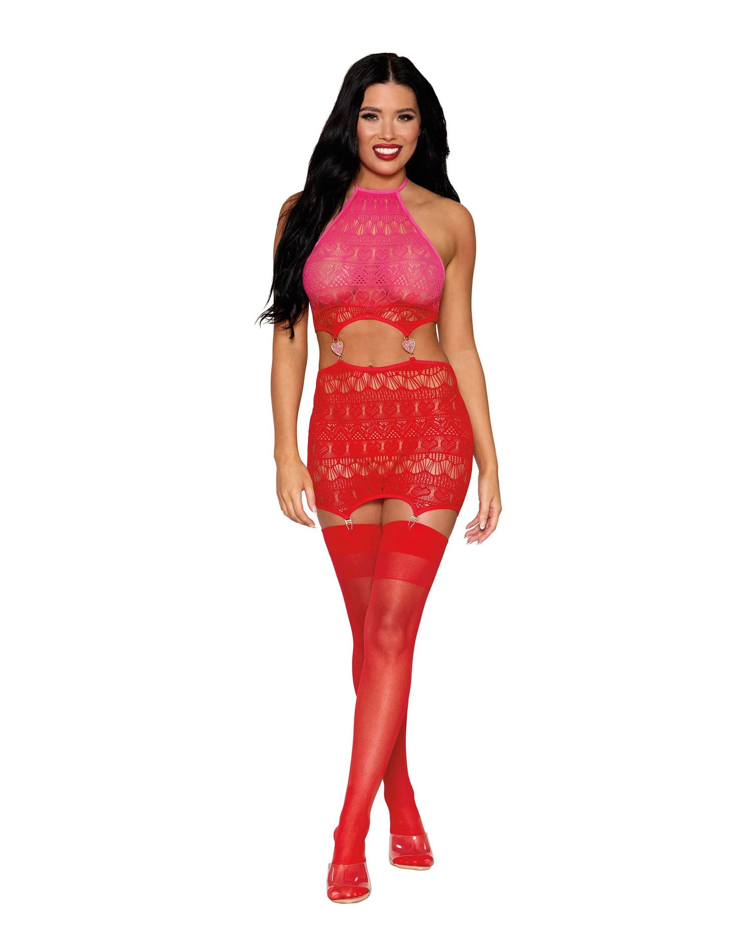 Garter Slip Dmnd - One Size - Red-Lingerie & Sexy Apparel-Dreamgirl-Andy's Adult World