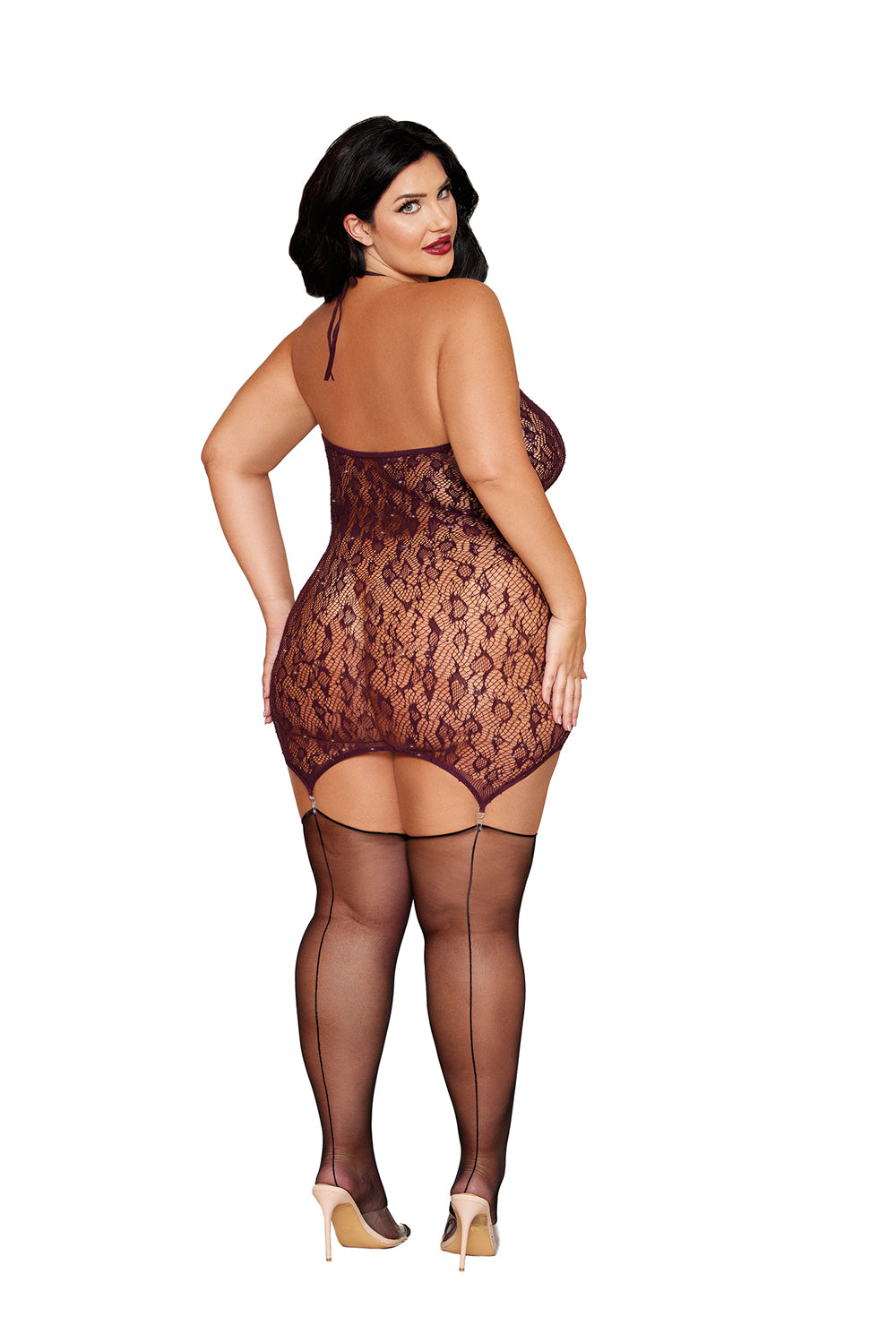 Garter Slip Dmnd - Queen Size - - Cherry Lacquer-Lingerie & Sexy Apparel-Dreamgirl-Andy's Adult World