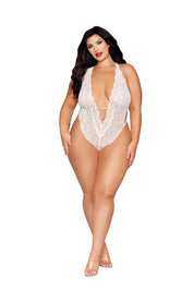 Teddy and Harness Dmnd - Queen Size - White-Lingerie & Sexy Apparel-Dreamgirl-Andy's Adult World