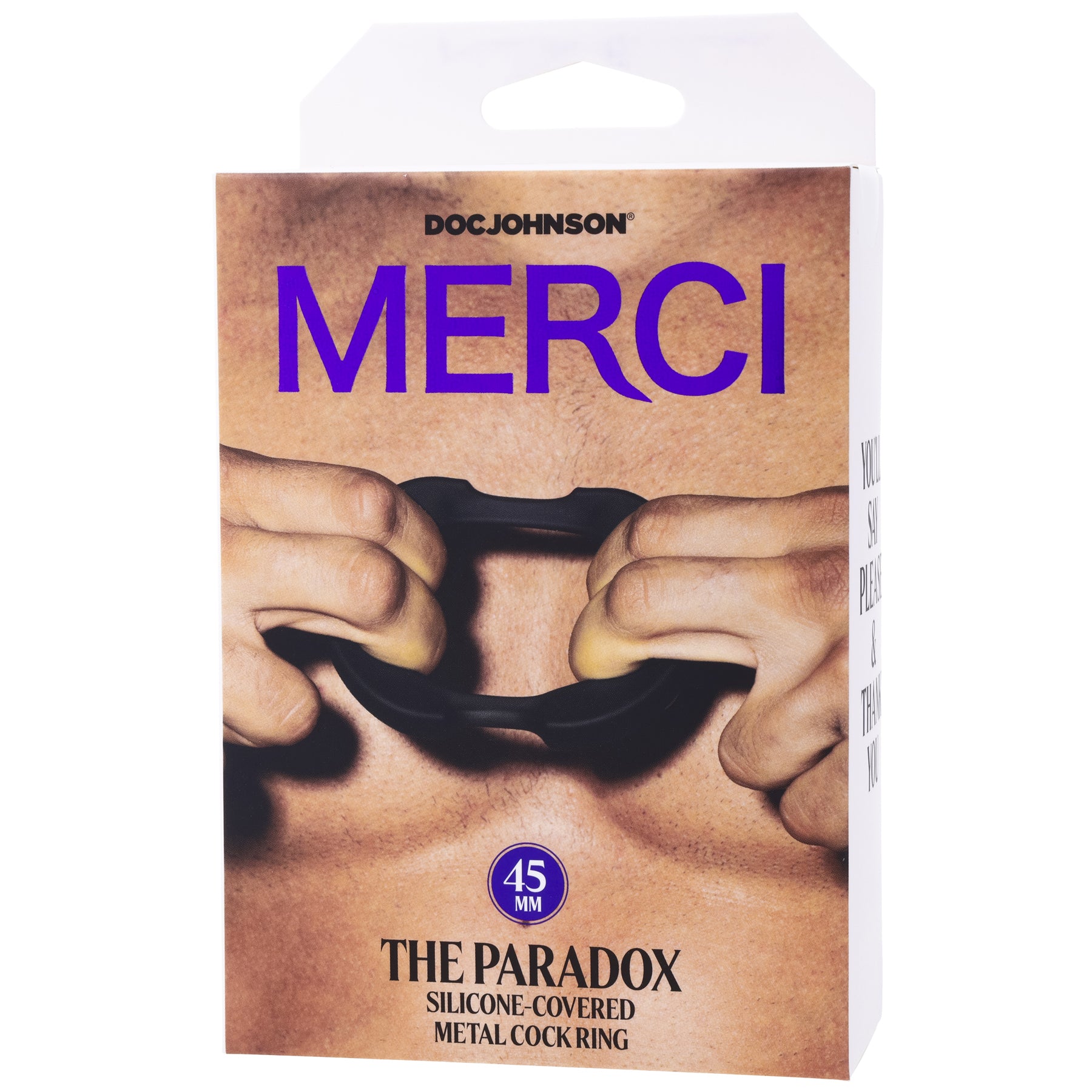 Merci - the Paradox - Silicone Covered Metal Cock Ring - 45mm - Black-Cockrings-Doc Johnson-Andy's Adult World