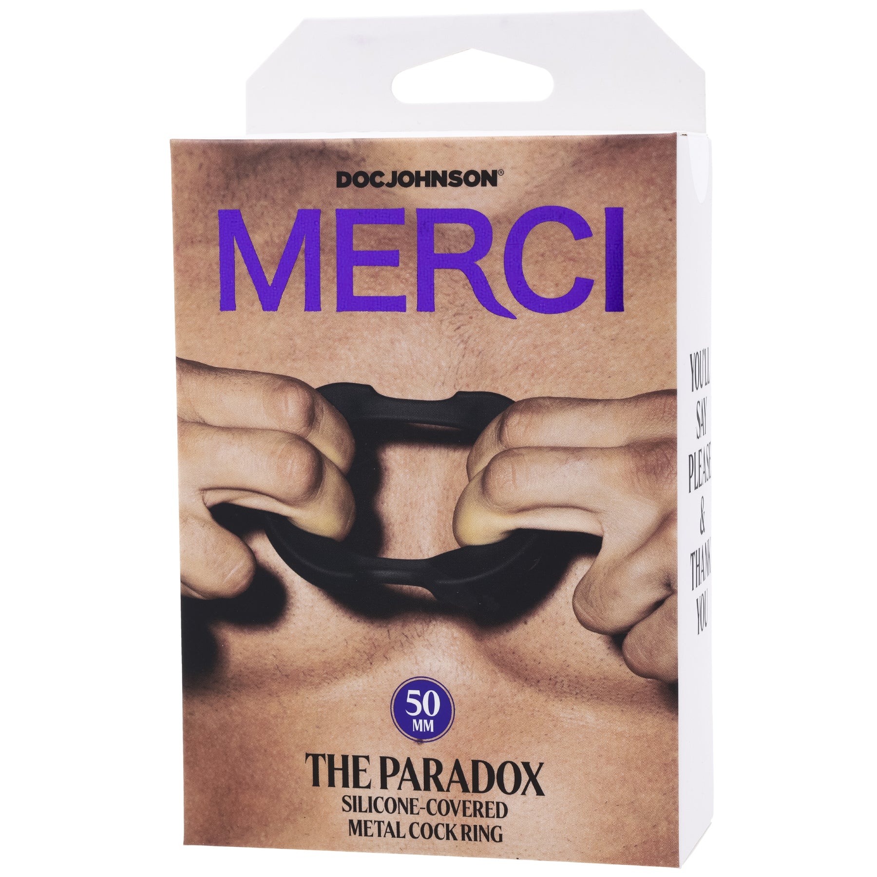 Merci - the Paradox - Silicone Covered Metal Cock Ring - 50mm - Black-Cockrings-Doc Johnson-Andy's Adult World