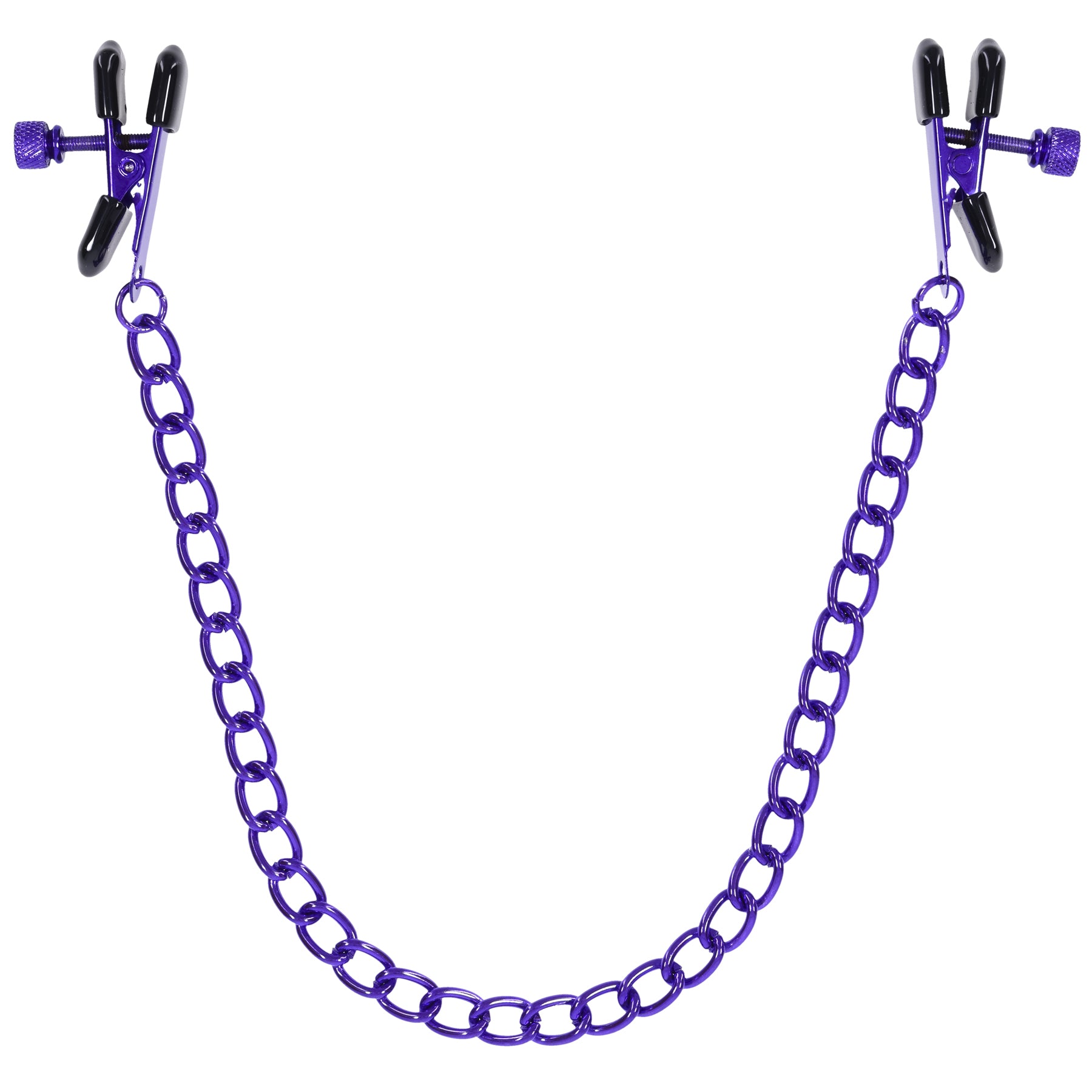 Merci - Chained Up - Nipple Clamps - Violet/black-Nipple Stimulators-Doc Johnson-Andy's Adult World