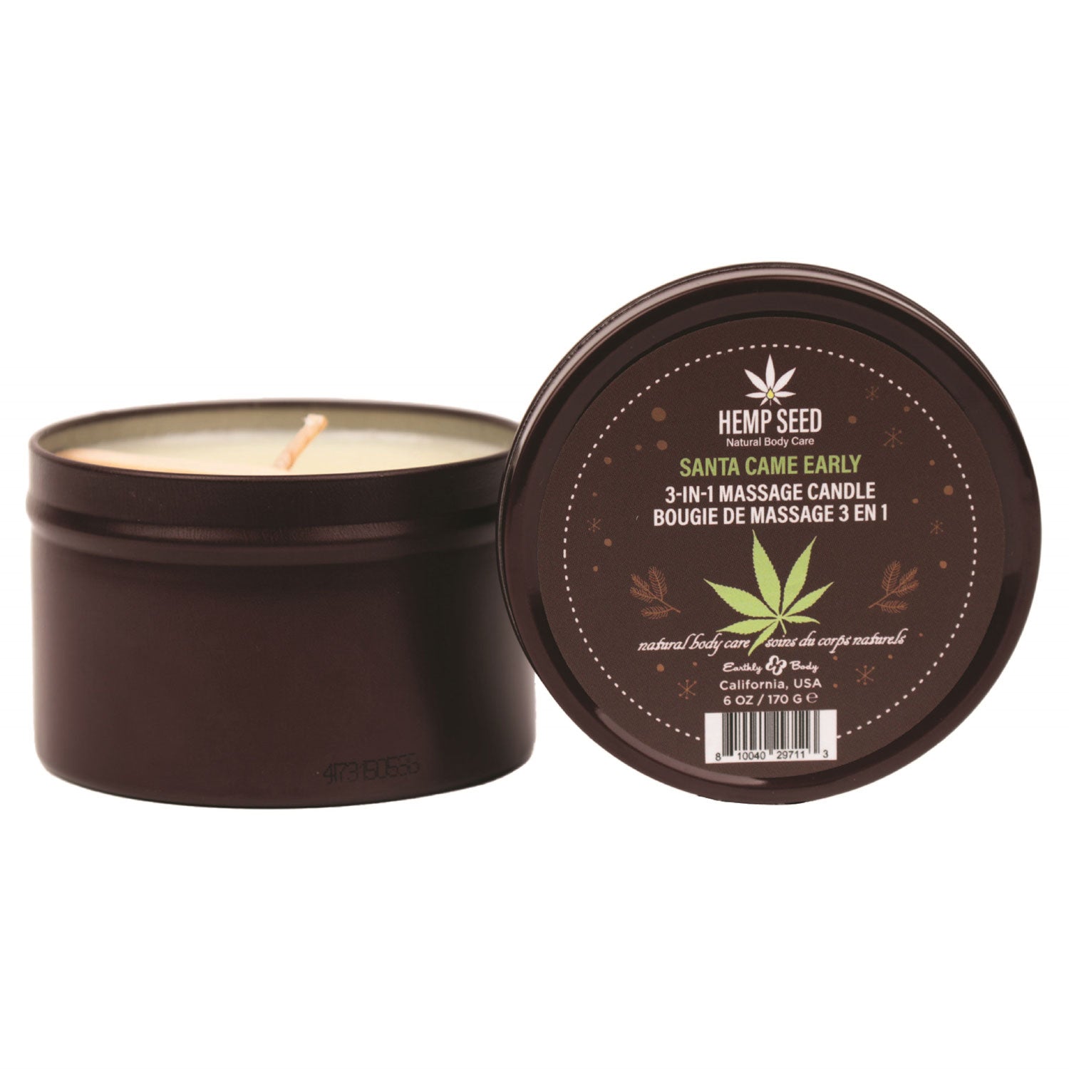 Hemp Seed 3 in 1 Massage Candle Santa Came Early - 6oz-Bath & Body-Earthly Body-Andy's Adult World