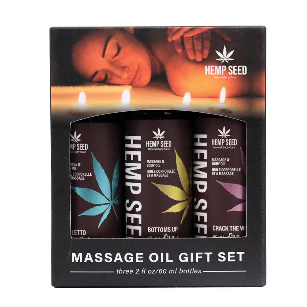 Hemp Seed Massage Oil Valentine Gift Set - 3 Pack - 2oz Bottles-Bath & Body-Earthly Body-Andy's Adult World