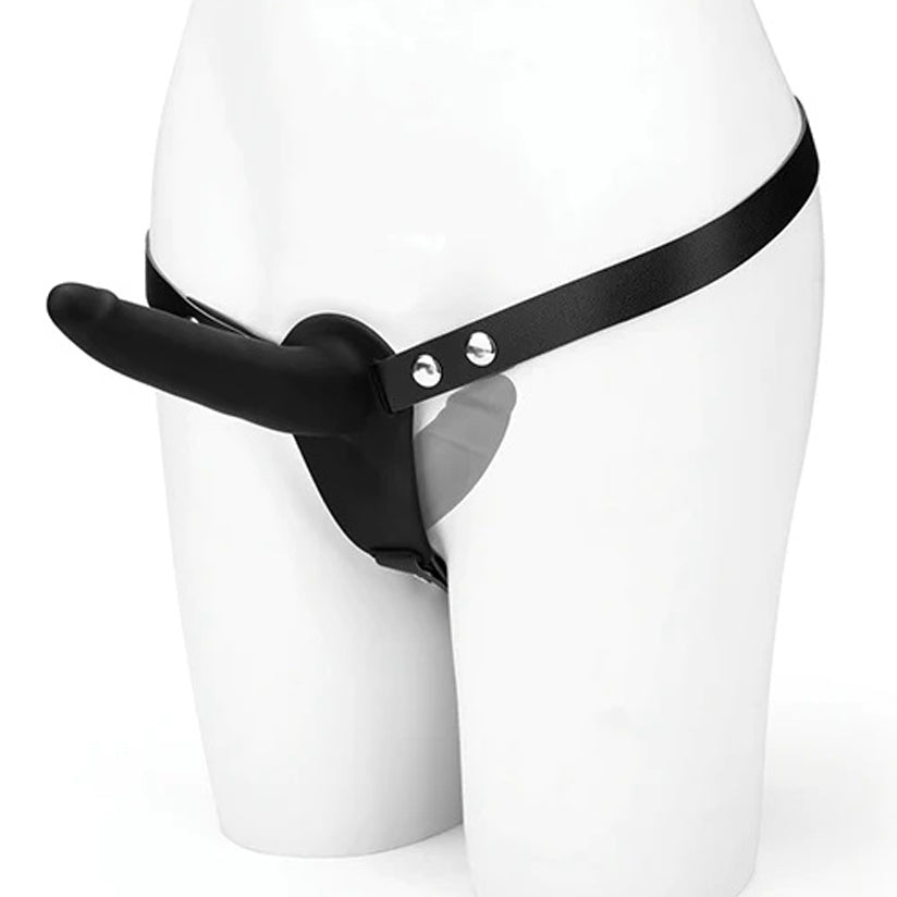 Silicone Strap on Harness Dildo With Internal Penetration - Black-Harnesses & Strap-Ons-Lux Fetish-Andy's Adult World