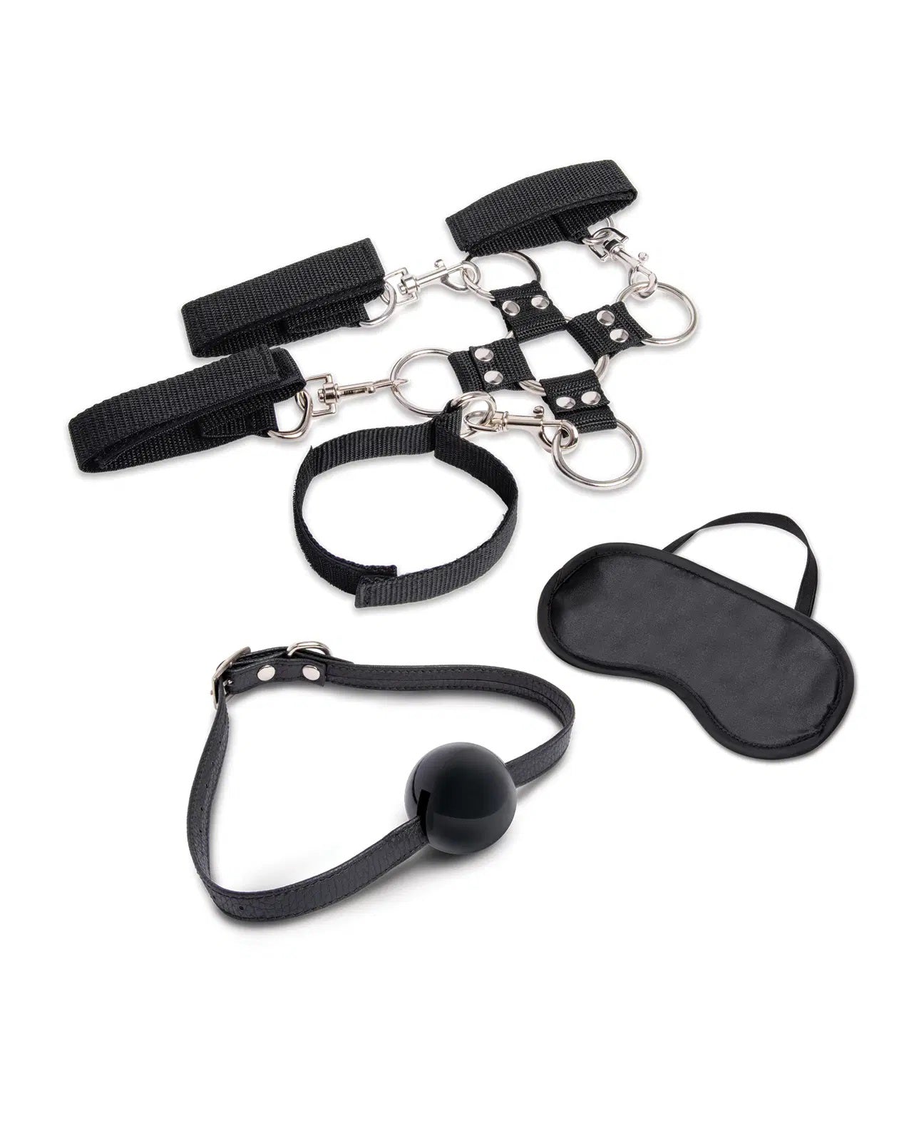 7 Pc Hogtie and Ball Gag Kit - Black-Bondage & Fetish Toys-Lux Fetish-Andy's Adult World